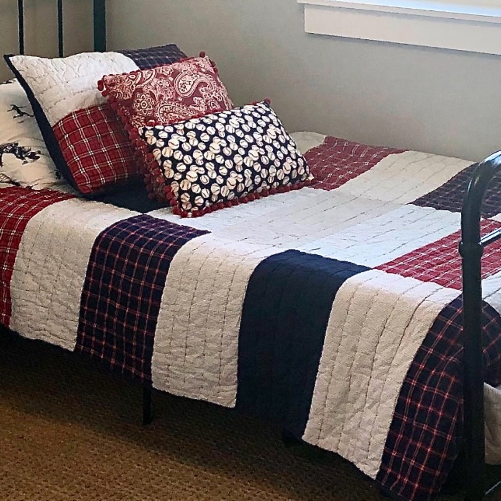 Pottery Barn Kid’s Twin Varsity Patchwork Quilt & Sham
